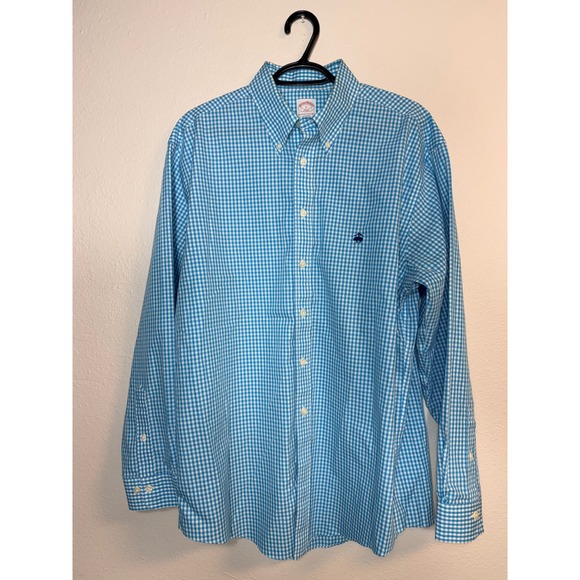 Brooks Brothers Other - Brooks Brothers Non-Iron Stretch Gingham Shirt Mens Large Blue White Button Down